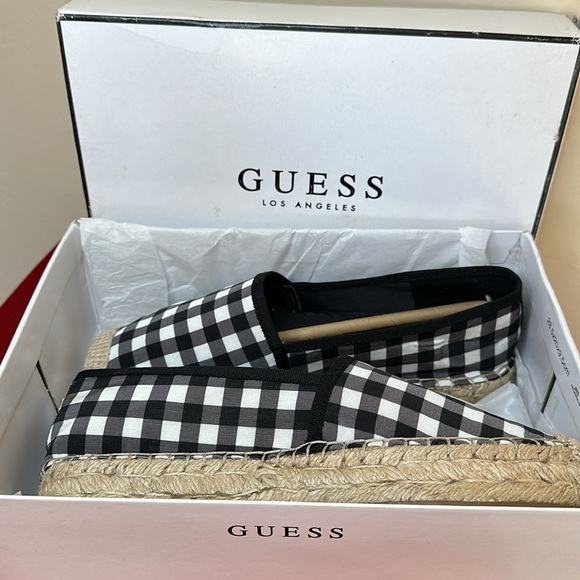 NEW Guess Slip On Padded Insole Loafers black white gingham Sz 9 - Picture 5 of 15
